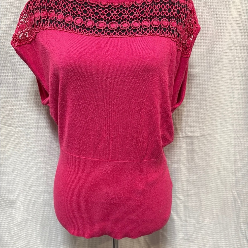 White House Black Market Fuchsia Lace Blouse